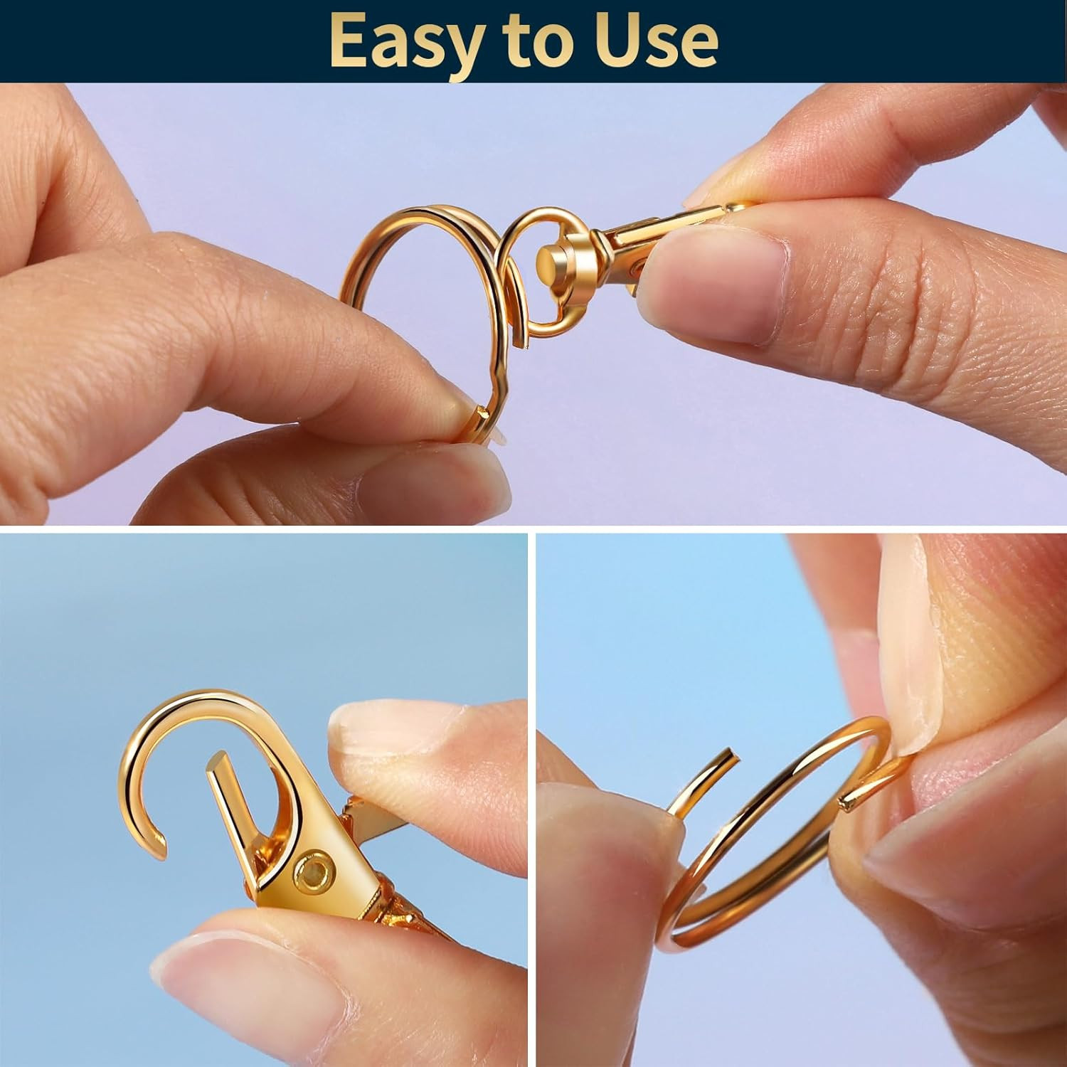 LEOBRO 60 PCS Swivel Snap Hooks and Key Rings, Keychain Clips and Key Chain