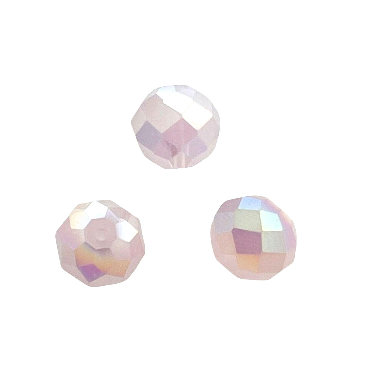 25 Powder Pink Celestial Crystal AB Aurora Borealis 9mm Faceted Round Beads