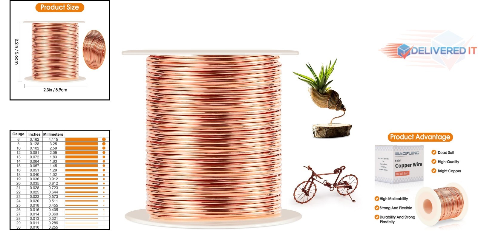 Copper Craft Wire 24 Gauge 0.5mm Diameter 853 Feet Jewelry Jewelry Making