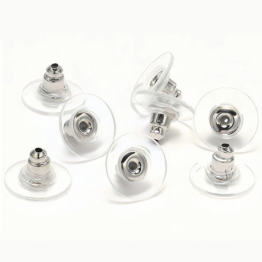 100Pcs Fishhook Earring Backs Silver Gold Bullet Clutch Backs for Pierced Earrin