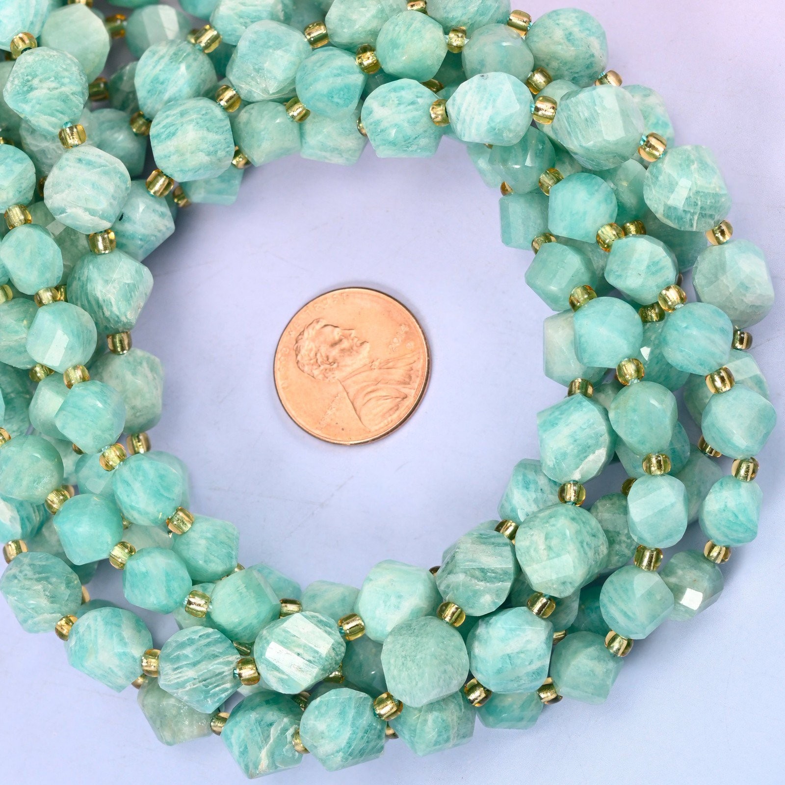 Green Amazonite Faceted Spiral Twist Beads: Size 8mm 10mm, Jewelry Making