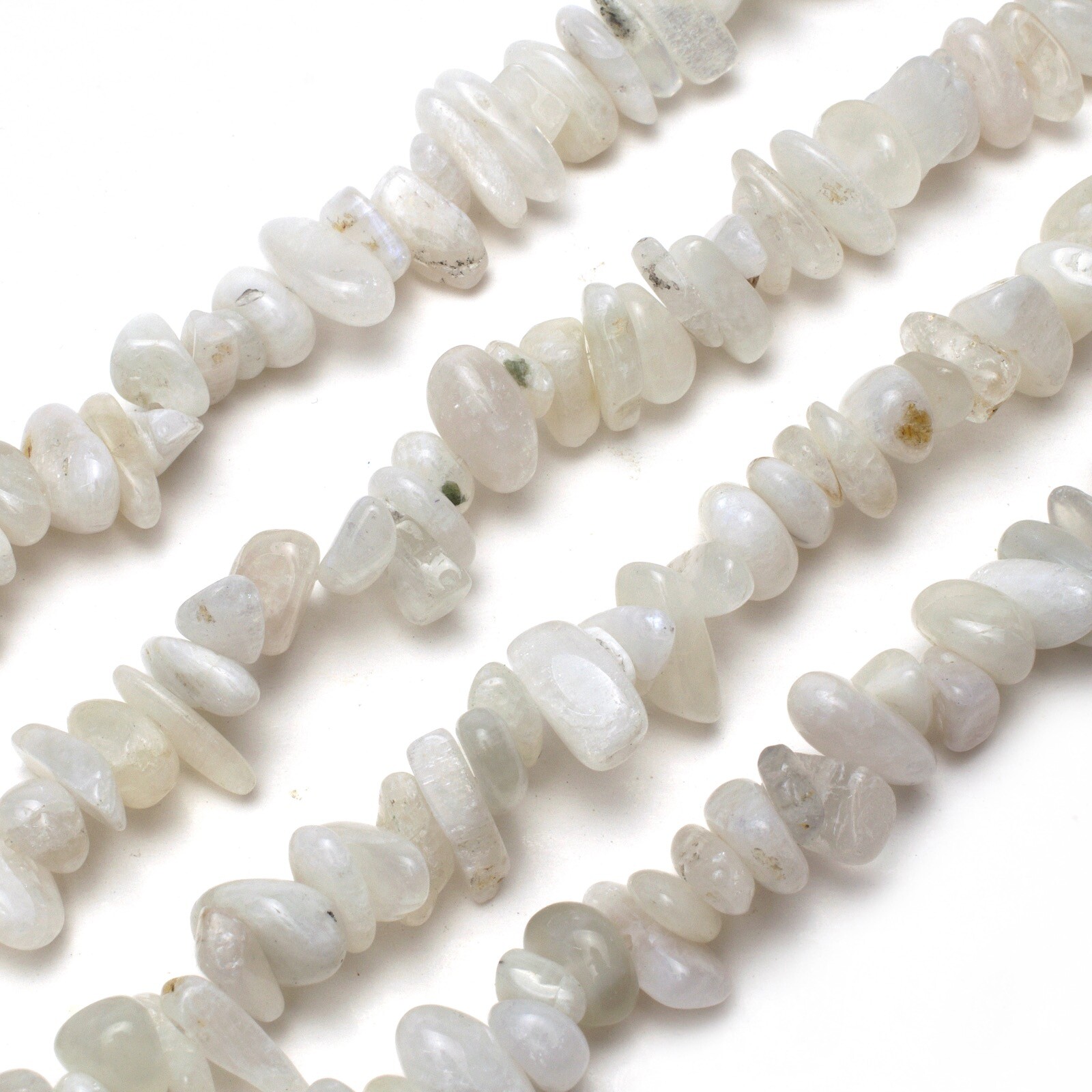 Natural White Moonstone Chip Beads 32” Strand 5~8mm Jewelry Making Bulk Gemstone