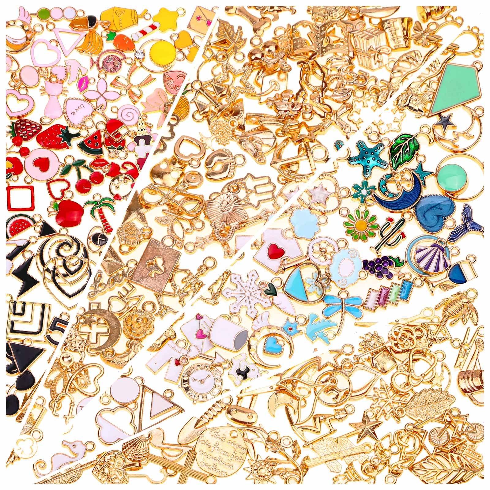 Acejoz 200Pcs Assorted Color Charms for Jewelry Making, Wholesale Mixed Bulk …