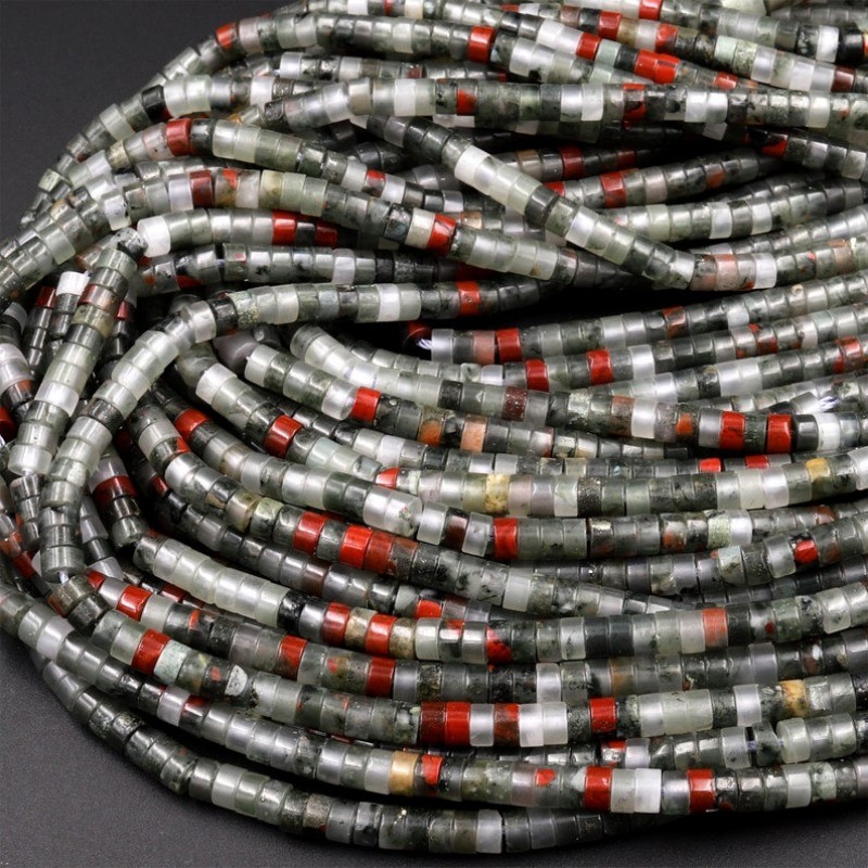 2x4mm Natural African Bloodstone Heishi Disc Spacer Beads for Jewelry Making DIY