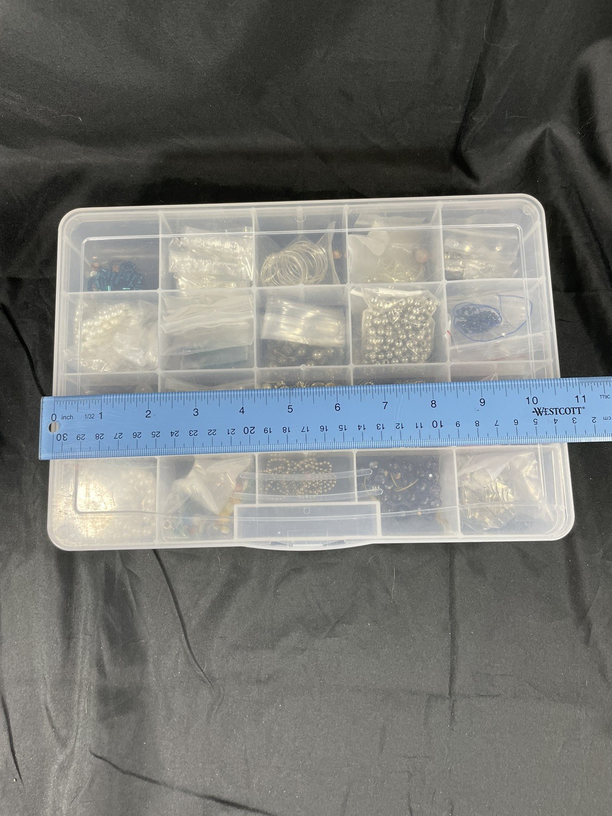 Assorted Lot Of Jewelry Making Supplies Plastic Tote Included New and Used