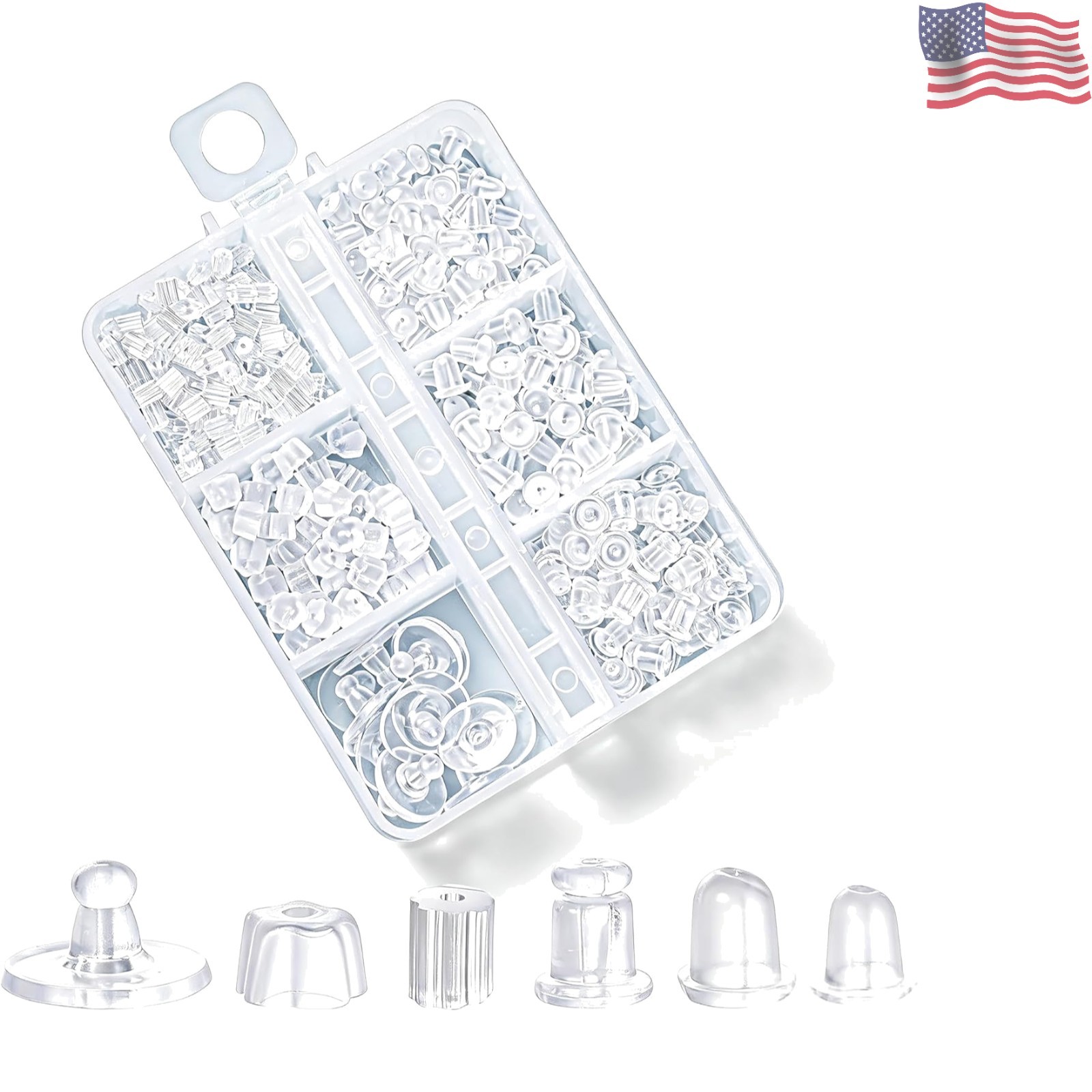 6 Styles 600Pcs Silicone Earring Backs, Clear Soft Plastic Rubber Earring Bac…