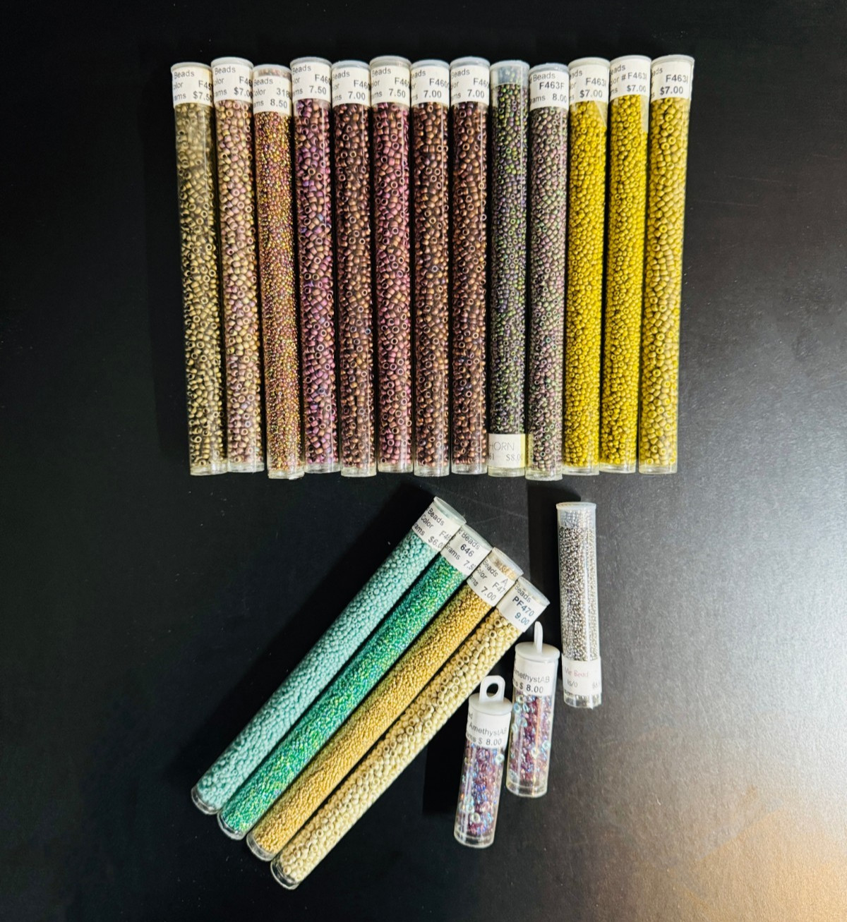 Glass Seed Bead Lot – 20 Tubes – Earth Jewel Mix – Different Sizes NOS