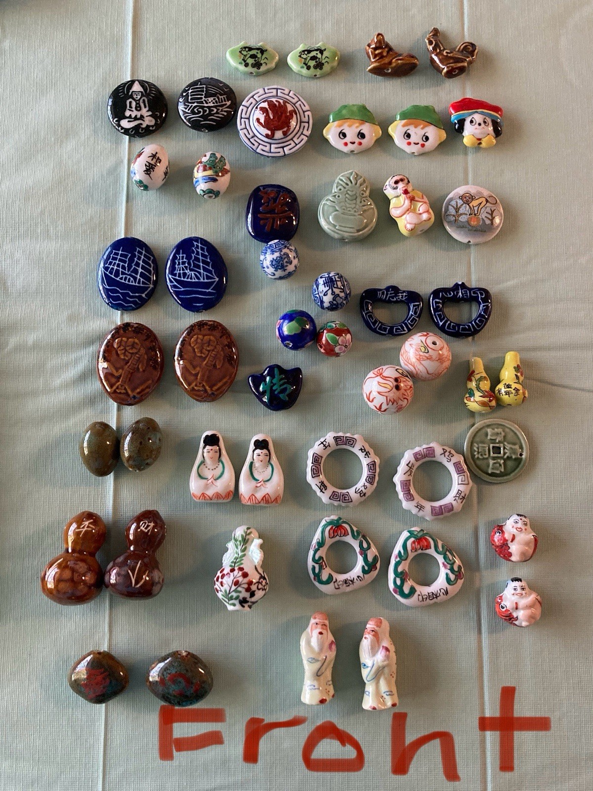 Lot Of 49 Mystic Trader Medium – Large Asian Porcelain Beads, Unusual And Unique