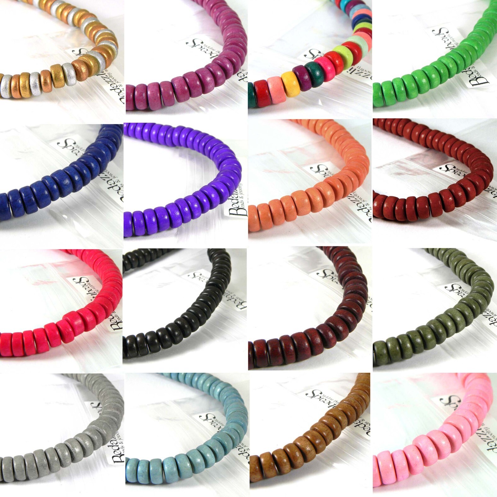 1 Strand of 100 Wooden 8mm Round x 4mm Thick Rondelle Spacer Natural Wood Beads
