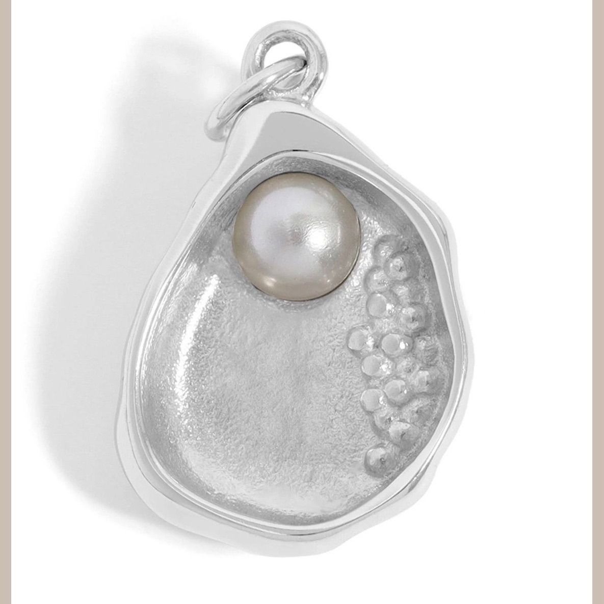 Oyster Shell Charm Cultured Pearl Sterling Silver Pendant Excellent