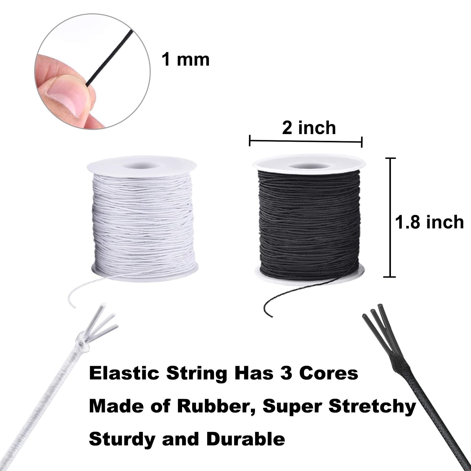 Elastic Bracelet String 2 Rolls 1.0mm 330 Feet Sturdy Stretch Cord Craft USA NEW