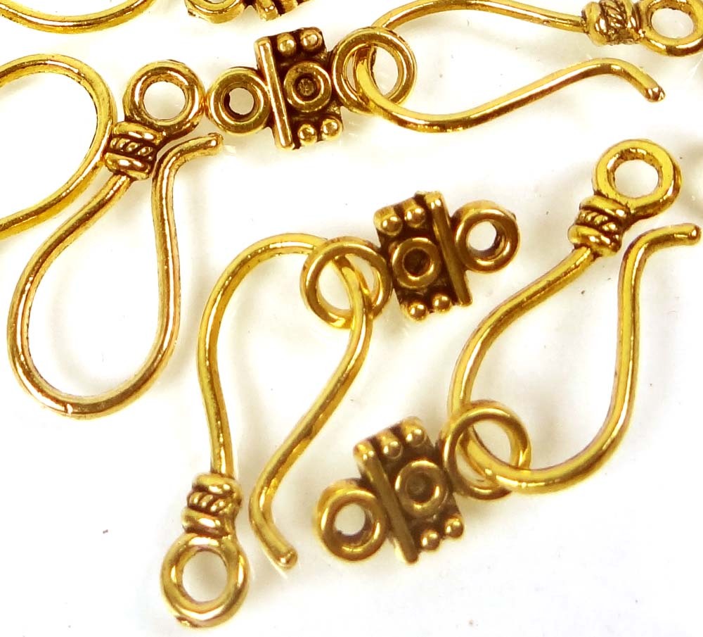 20pcs /10 sets Antique Gold Pewter / Alloy Hook and Eye Clasps 24x10mm