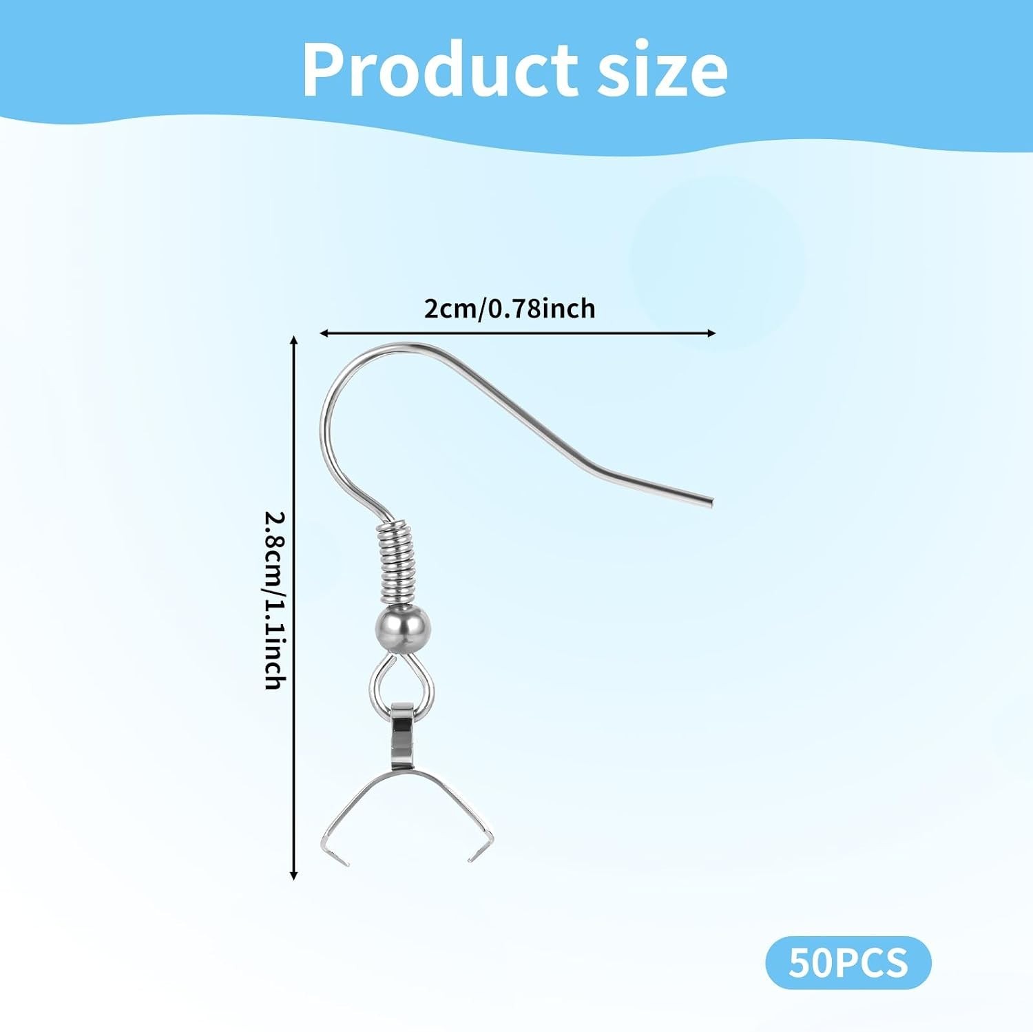 Stainless Steel Earring Hooks Kit – 50 Pcs for DIY Jewelry Making Supplies