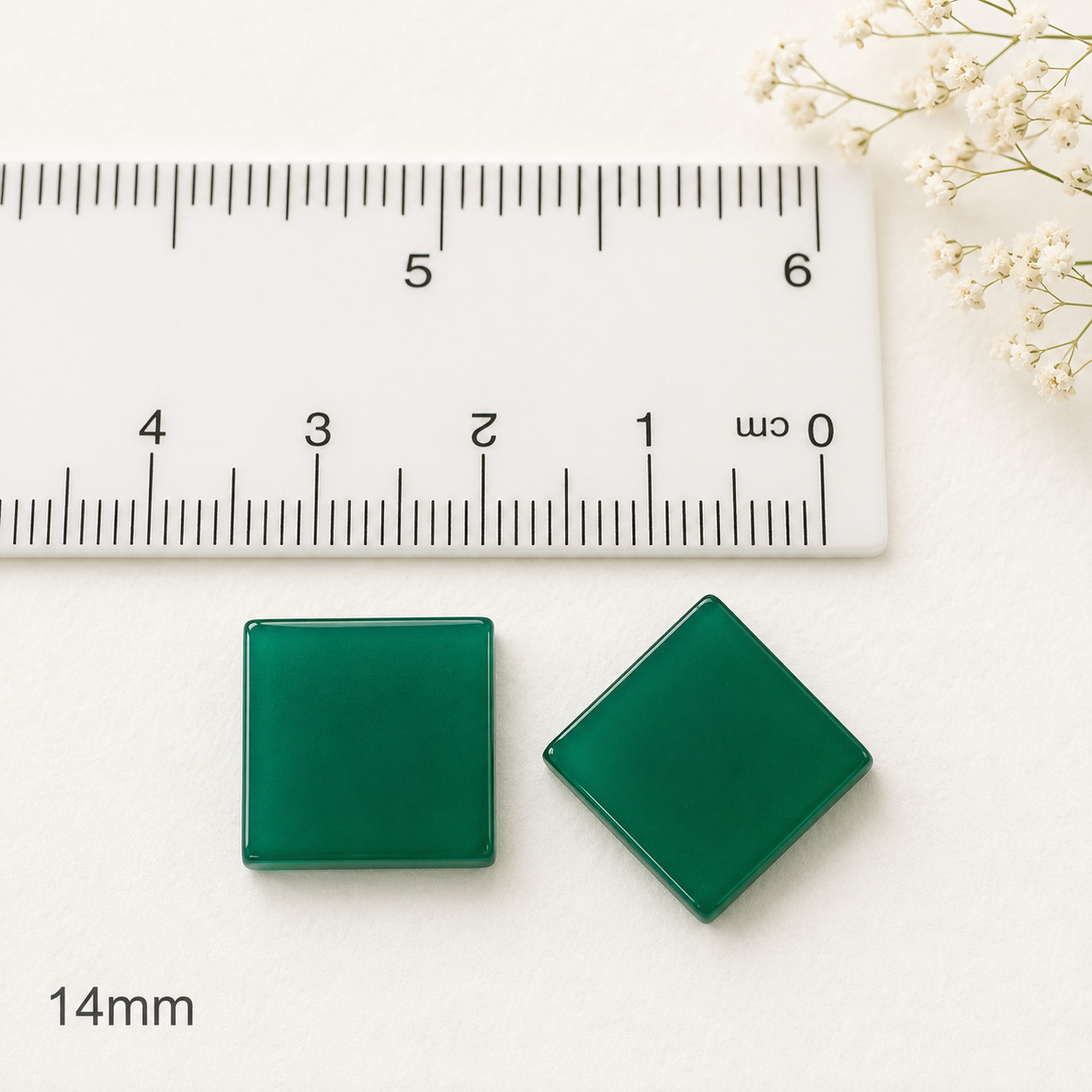 8×8 MM Square Flat Natural Green Onyx Discs Loose Gemstone Natural Gems 2 Pcs
