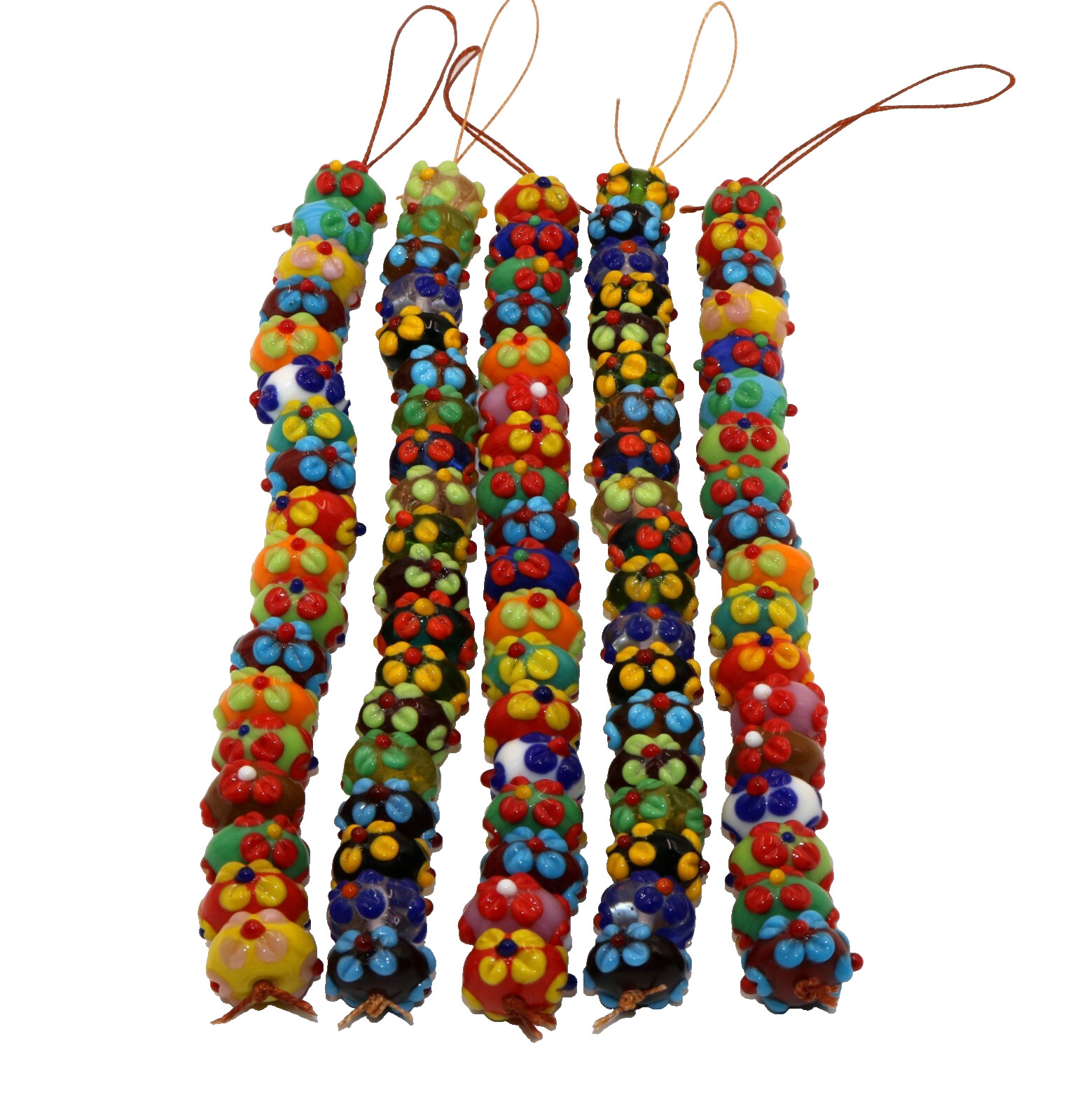 5 Strands Multi Color Fancy Beads for Jewelry & Decoration, Handmade glass beads