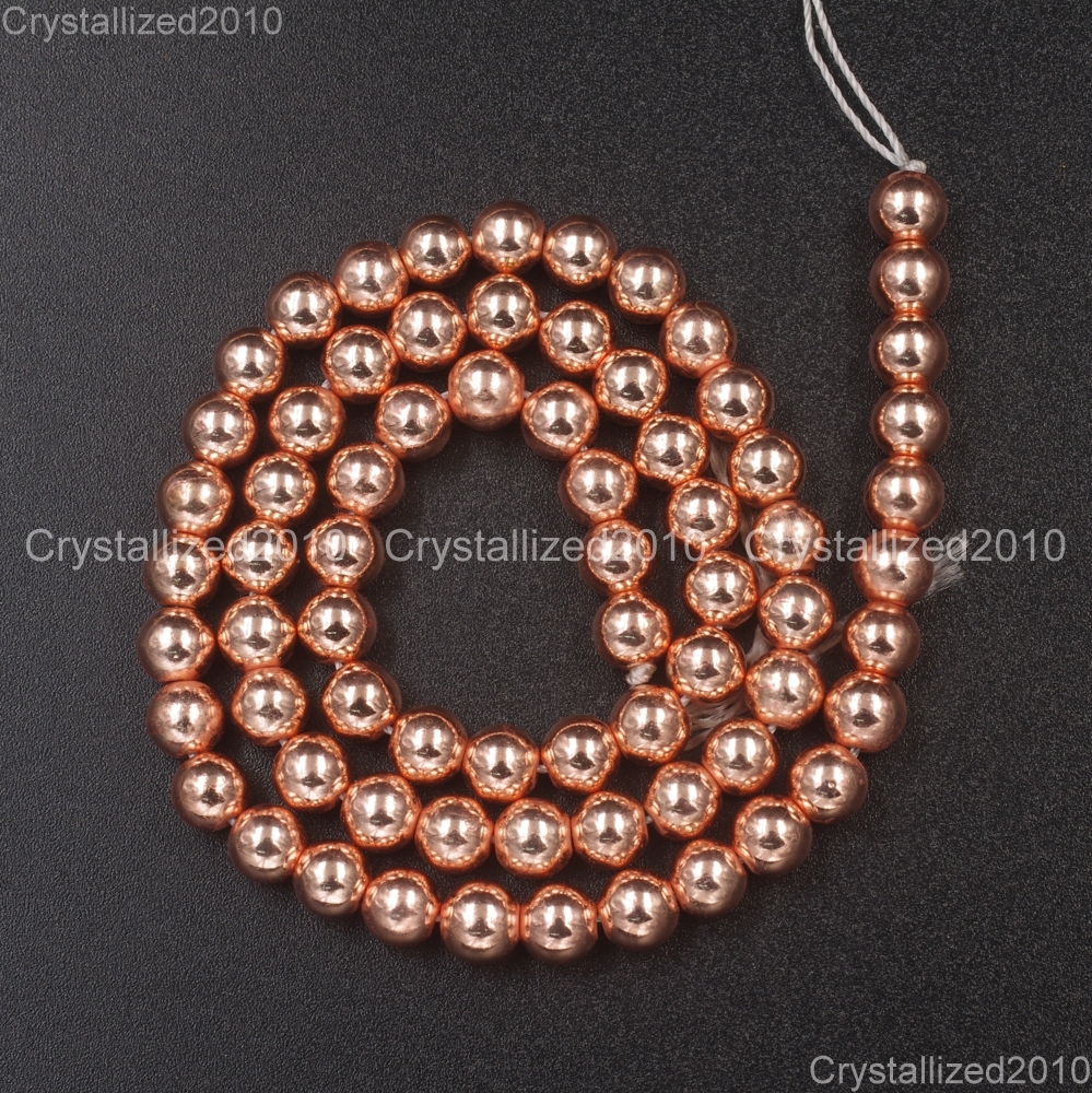 AAA Natural Rose Gold Hematite Gemstones Round Beads 2mm 4mm 6mm 8mm 10mm 16″