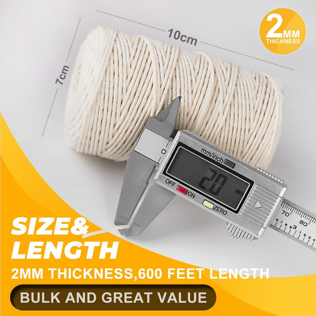 1,200ft (600ft x 2Rolls) Butchers Twine 2mm Cotton String for Cooking Kitchen…