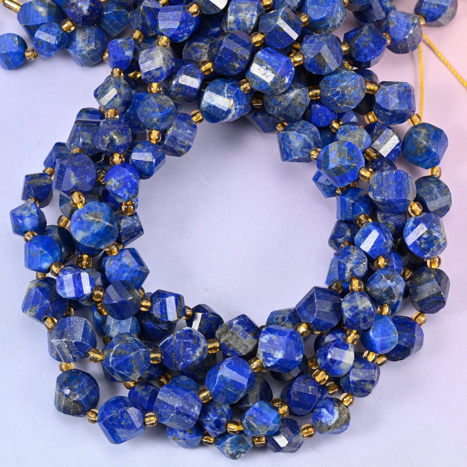 Lapis Lazuli Faceted Spiral Twist Beads: Size 8mm 10mm, Jewelry Making
