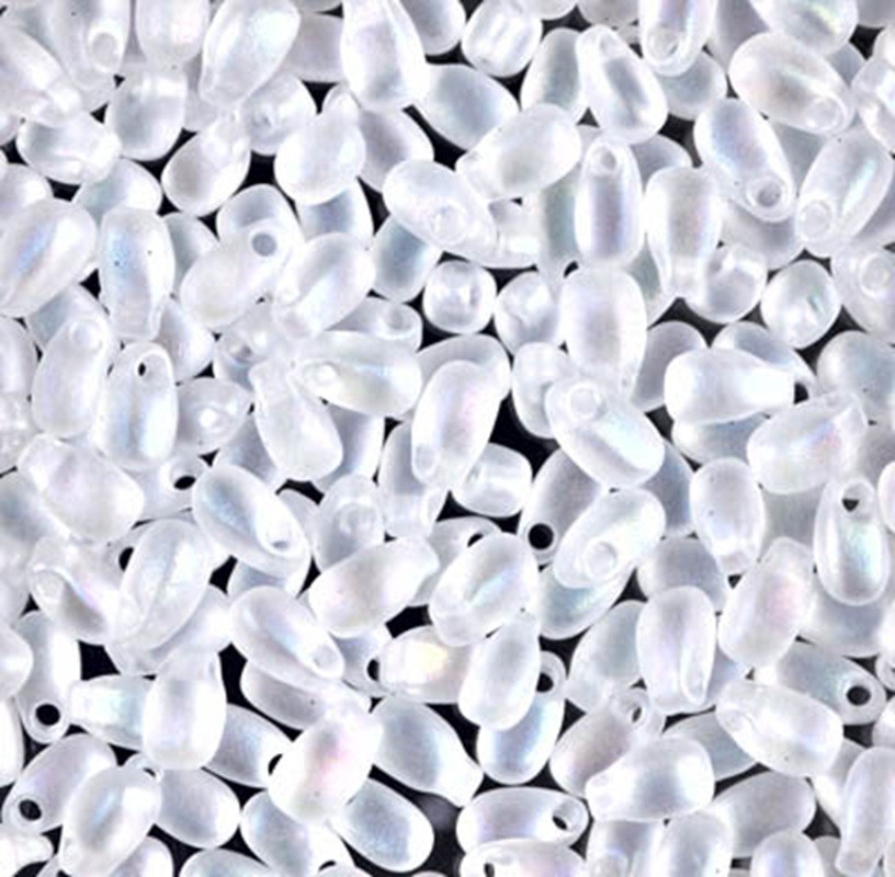 LDP-131FR, Matte Trans Crystal AB, 10g, Miyuki 3×5.5mm Long Drop Bead, (Ldb-35)