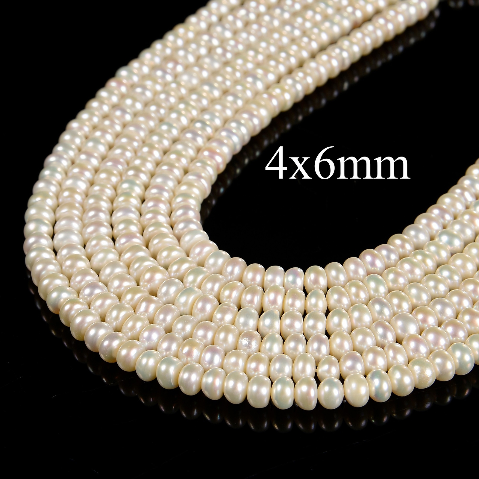 AAA White Fresh Water Pearl Rondelle Button Beads Size 5mm 6mm 8mm 14.5”Strand