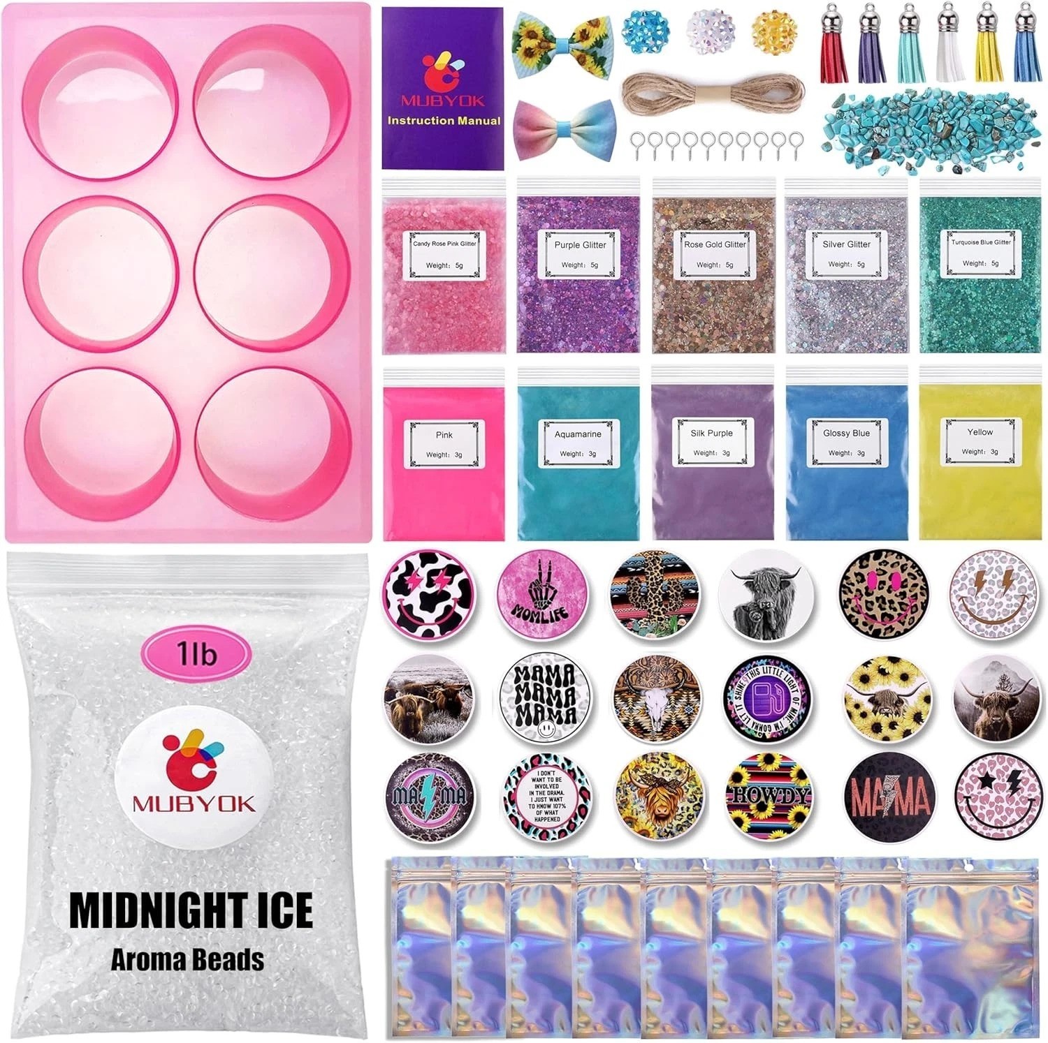 M421 Car Freshie Supplies Starter Kit with 1LB Scented Aroma Beads,3 inch Cir…