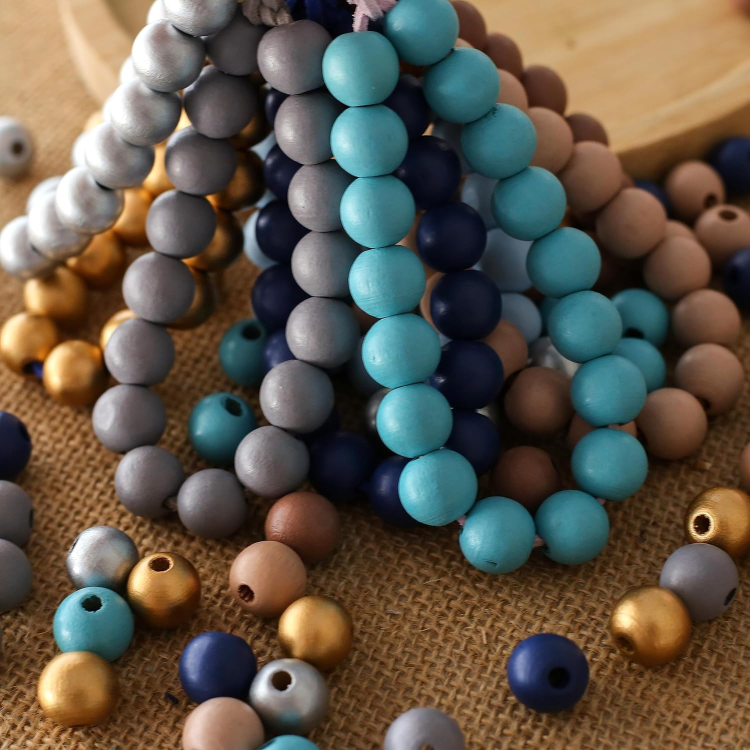 500Pcs Colored Wooden Beads round Blue Wooden Beads Colorful Natural Wood Beads