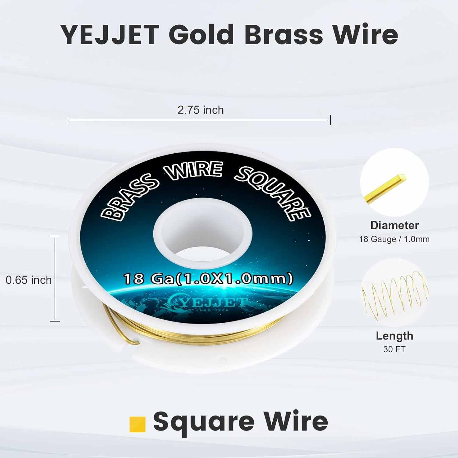 Square Brass Wire 18 Gauge 1.0X1.0Mm (30 Feet) – Jewelry Crafting Wire for Metal