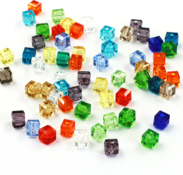 4mm 6mm 8mm Square Crystal Glass loose spacer Beads Jewelry Making Crafts Bead