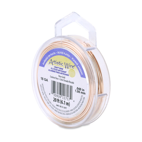 Artistic Wire,Rose Gold Color Silver Plated Tarnish Resistant Copper 18-28 Ga