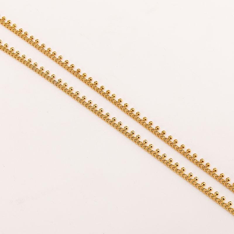 Waterproof 1Foot 5mm Width With 2mm ball Stainless Steel Gold Plated Chain SSC10