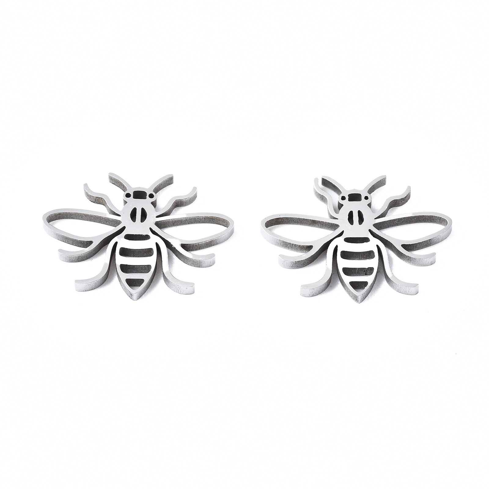 20Pcs Bees 201 Stainless Steel Pendants Charms Stainless Steel Color 13x17x1.5mm