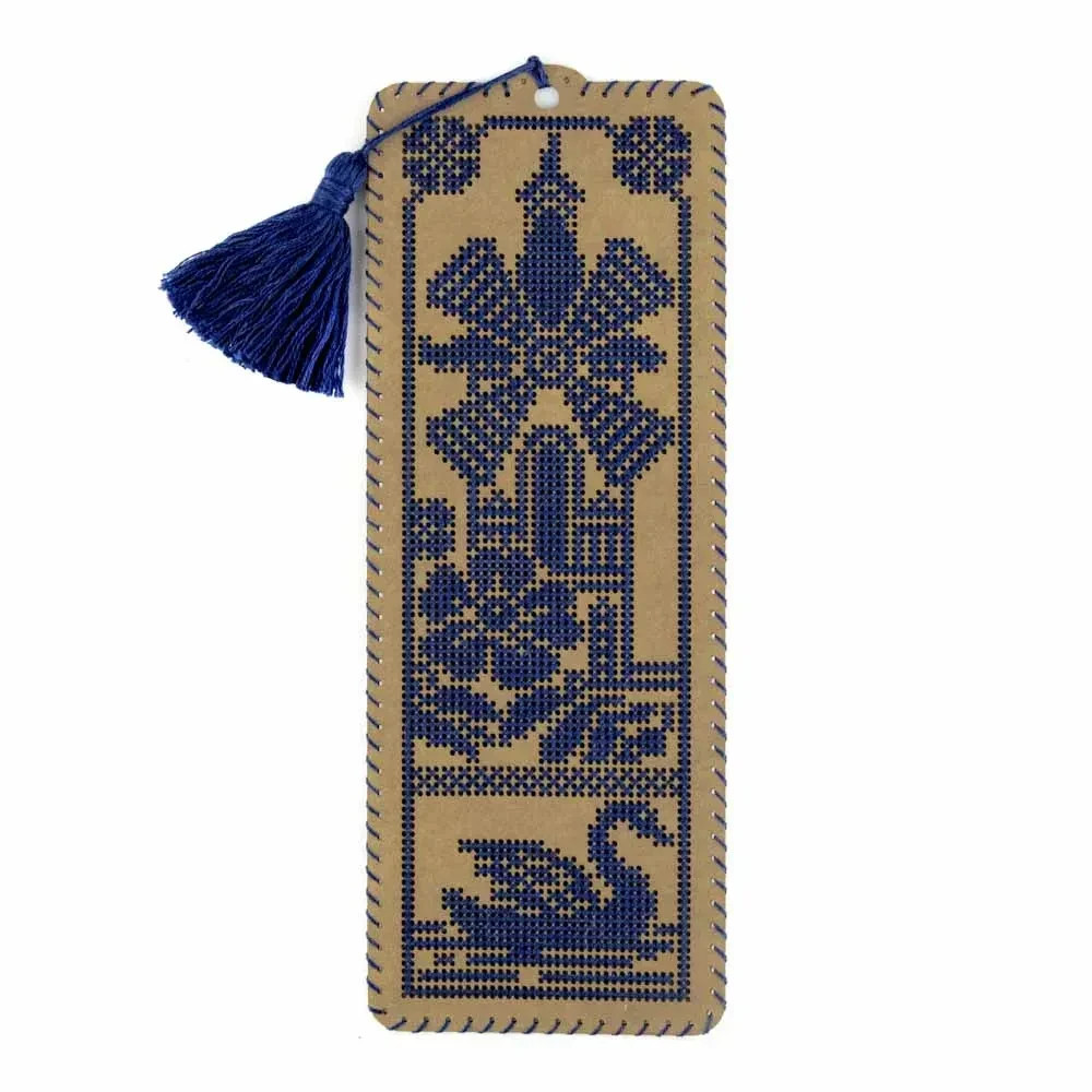 DIY Embroidery Kit on Kraft Cardboard – “Bookmark – Old mill” Needlework Craft