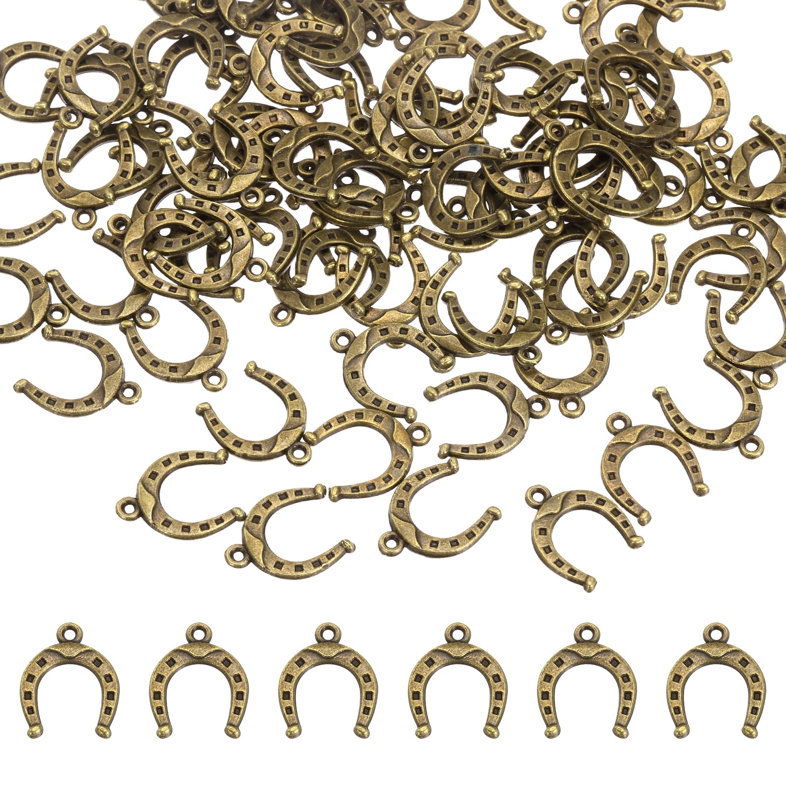 200 Pcs Horseshoe Charm, Metal Horseshoe Pendants for Jewelry Making, Bronze