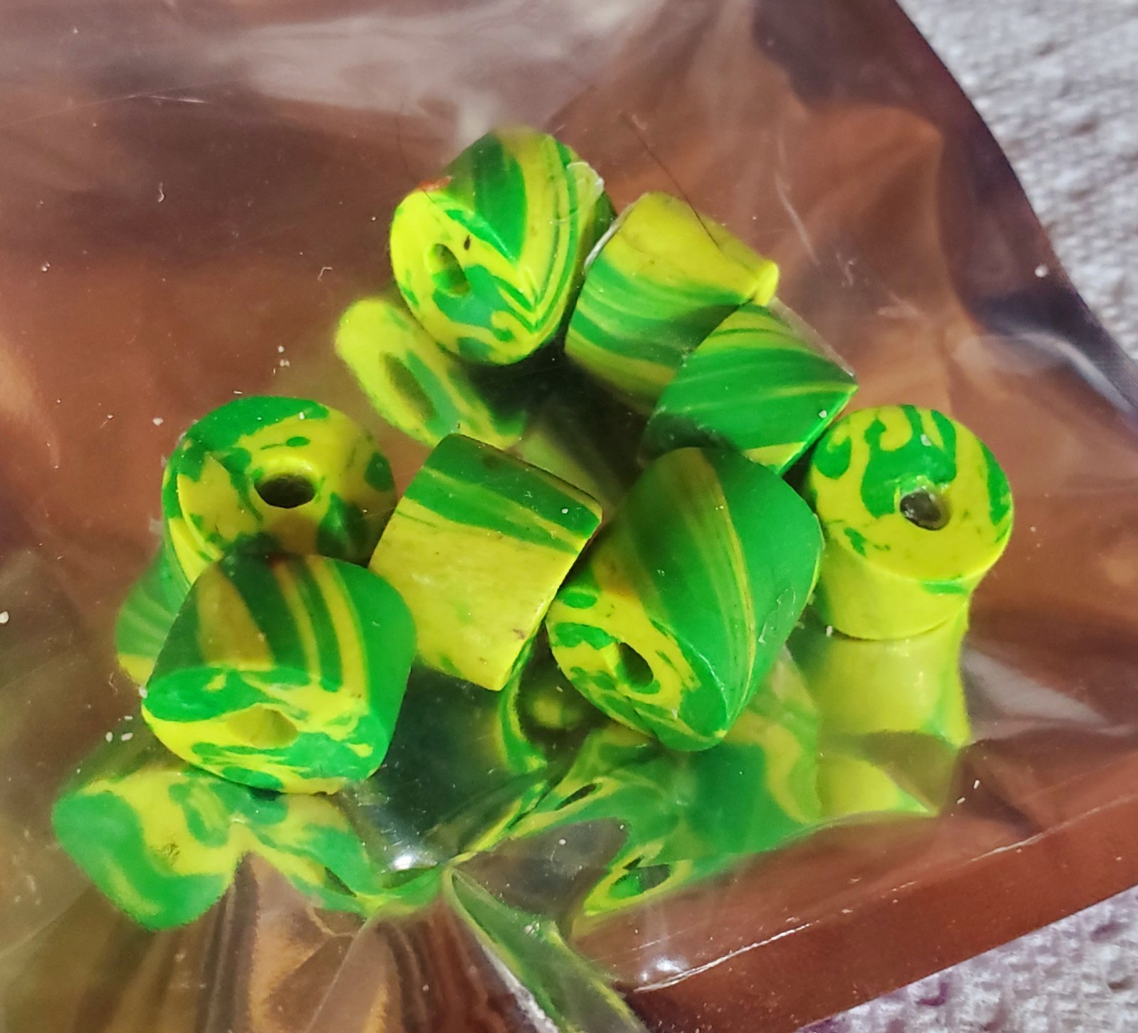 Hand-made Sculpy Polymer Bead Lot Of 7 For Crafts Jewelry