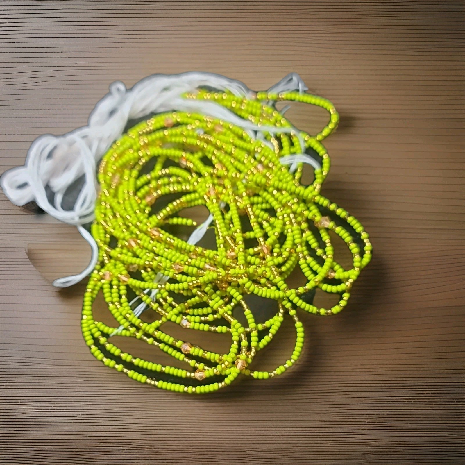 Green Glossy Rocaille Seed Bead Strands, 2-2.9mm Seed/Cylinder . 5 set