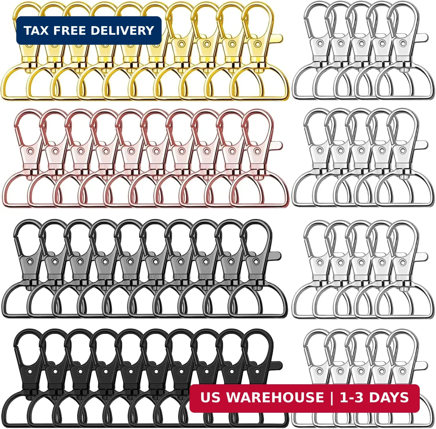 LEOBRO 60 Pcs Lobster Claw Clasps for Keychains, Key Chain Hooks with Key Chain