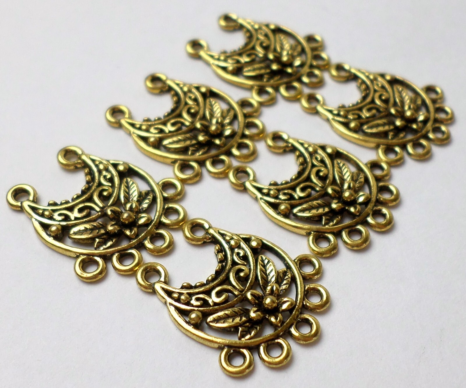 40 Vintage Antique Gold Floral &Leaves Art Deco Jewelry Connectors 23x20mm USA