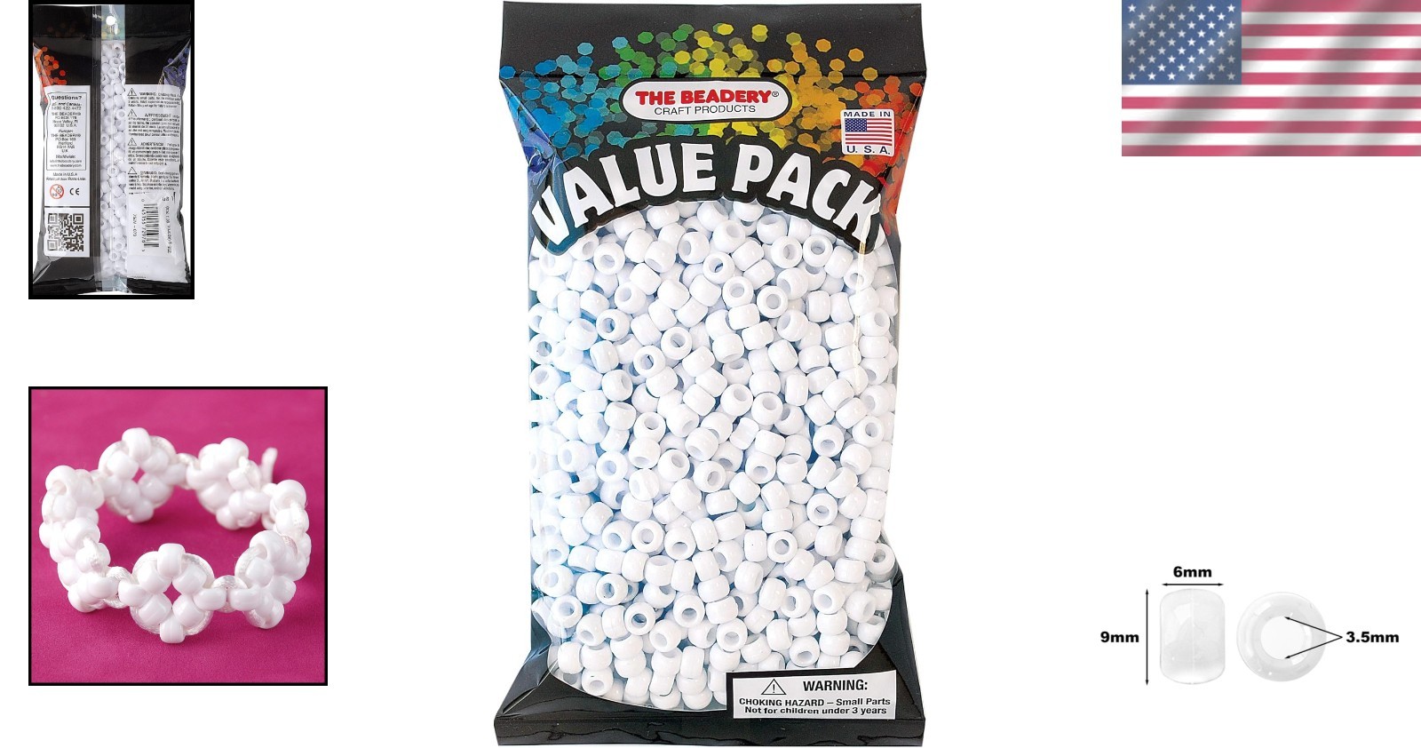 High-Quality 900 Count Opaque White Pony Beads – Ideal for Bracelets & Crafts