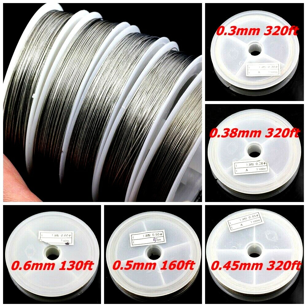 Tigertail beading wire nylon-coated stainless steel Clear 0.3-0.6mm Strong 7 str