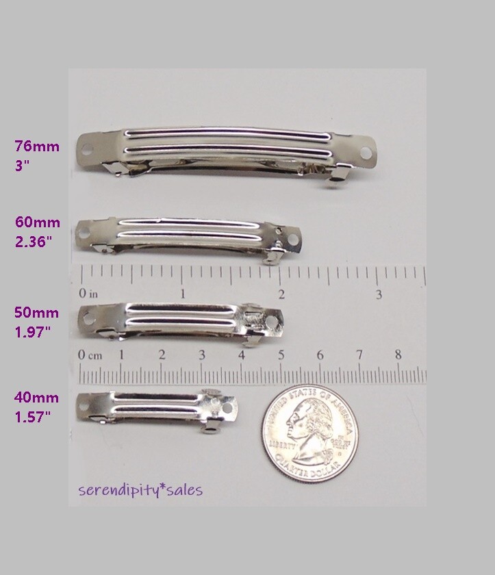 Hair BARRETTES Clip Findings 40mm 50mm 60mm 76mm Nickel Silver Blanks 1.5″ 2″ 3″