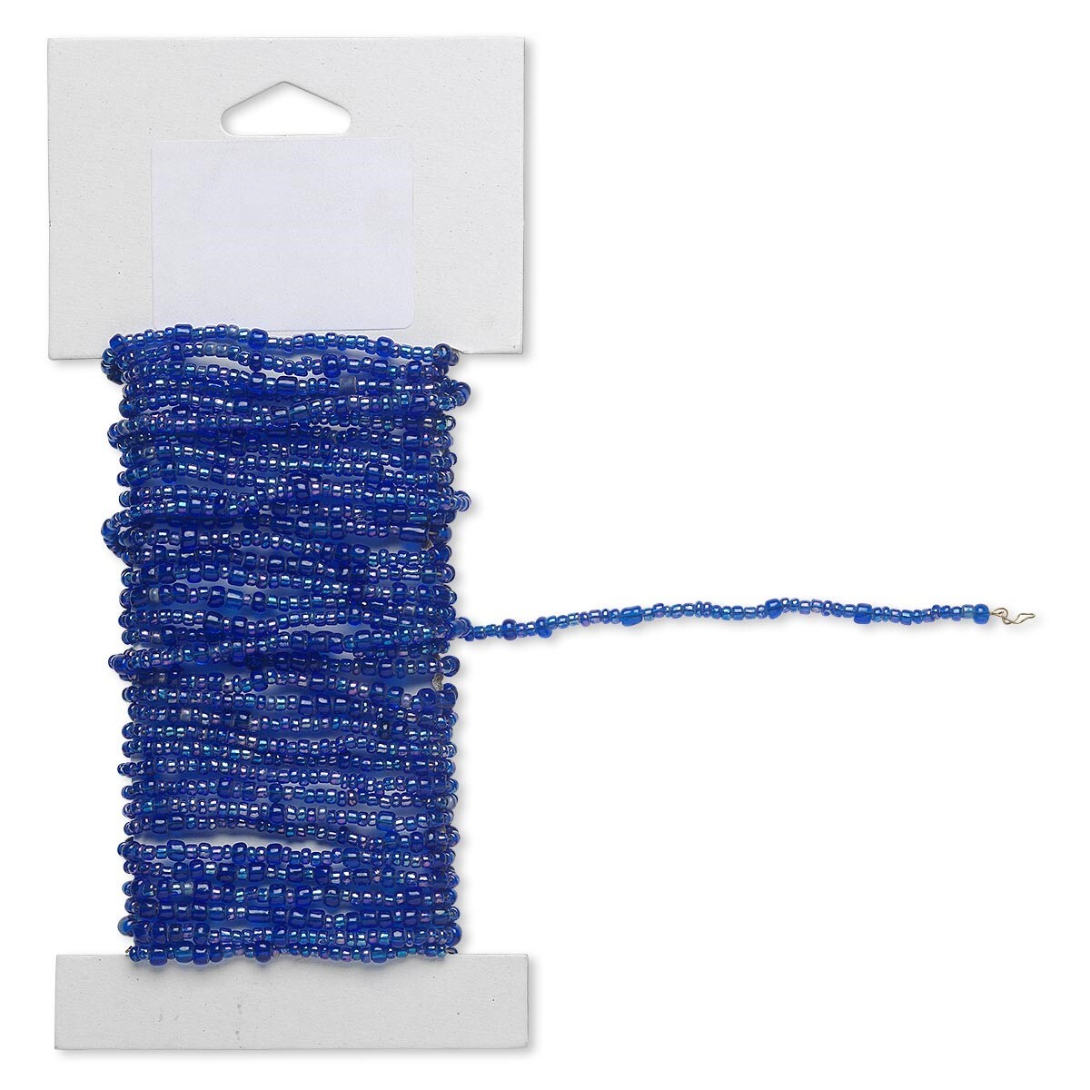 Beaded Wire, 15 Feet Pre-Strung Transparent Rainbow BLUE Wired Glass Seed Beads*