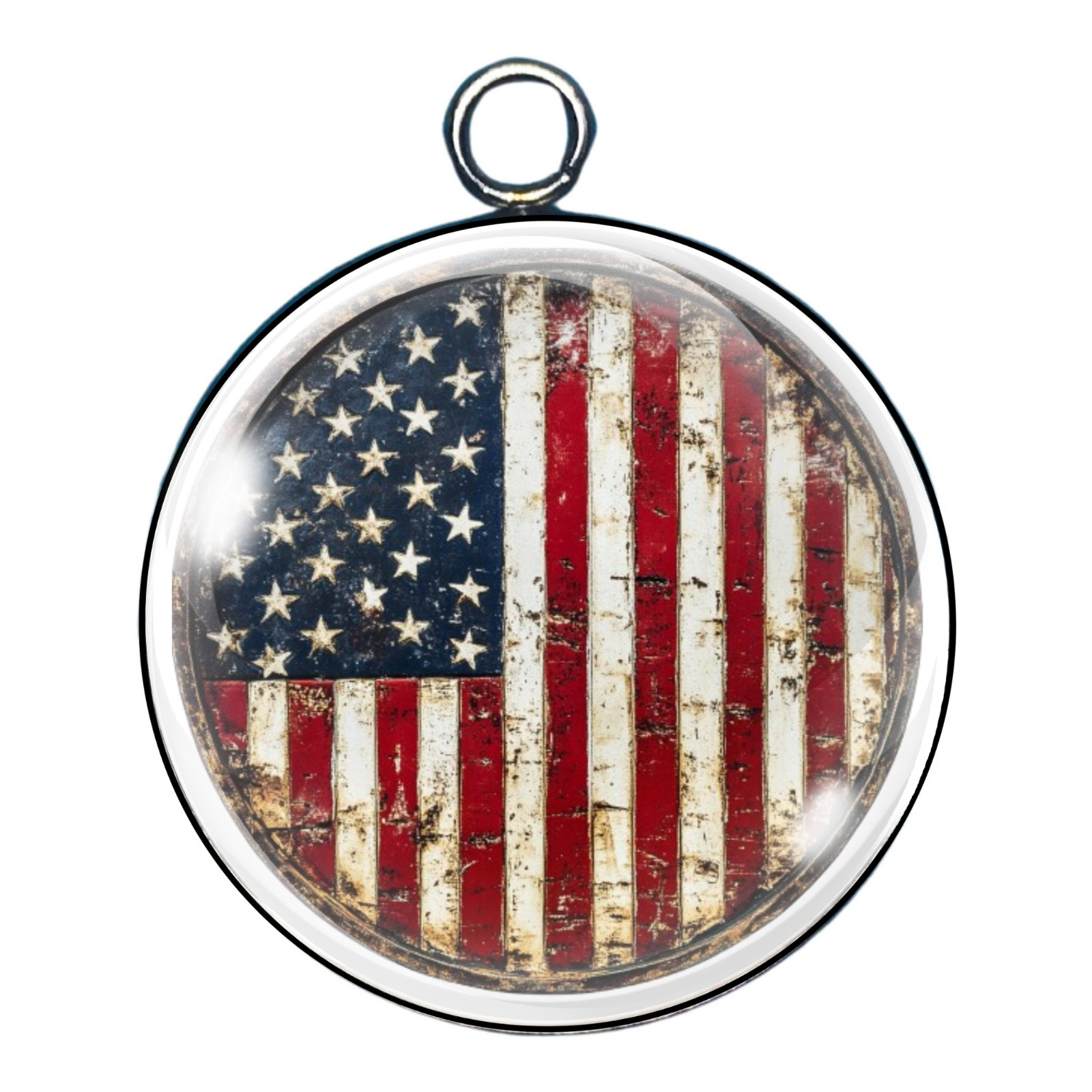 Rustic American Flag Glass Cabochon Charms, Vintage Flag Pendants, DIY Charms