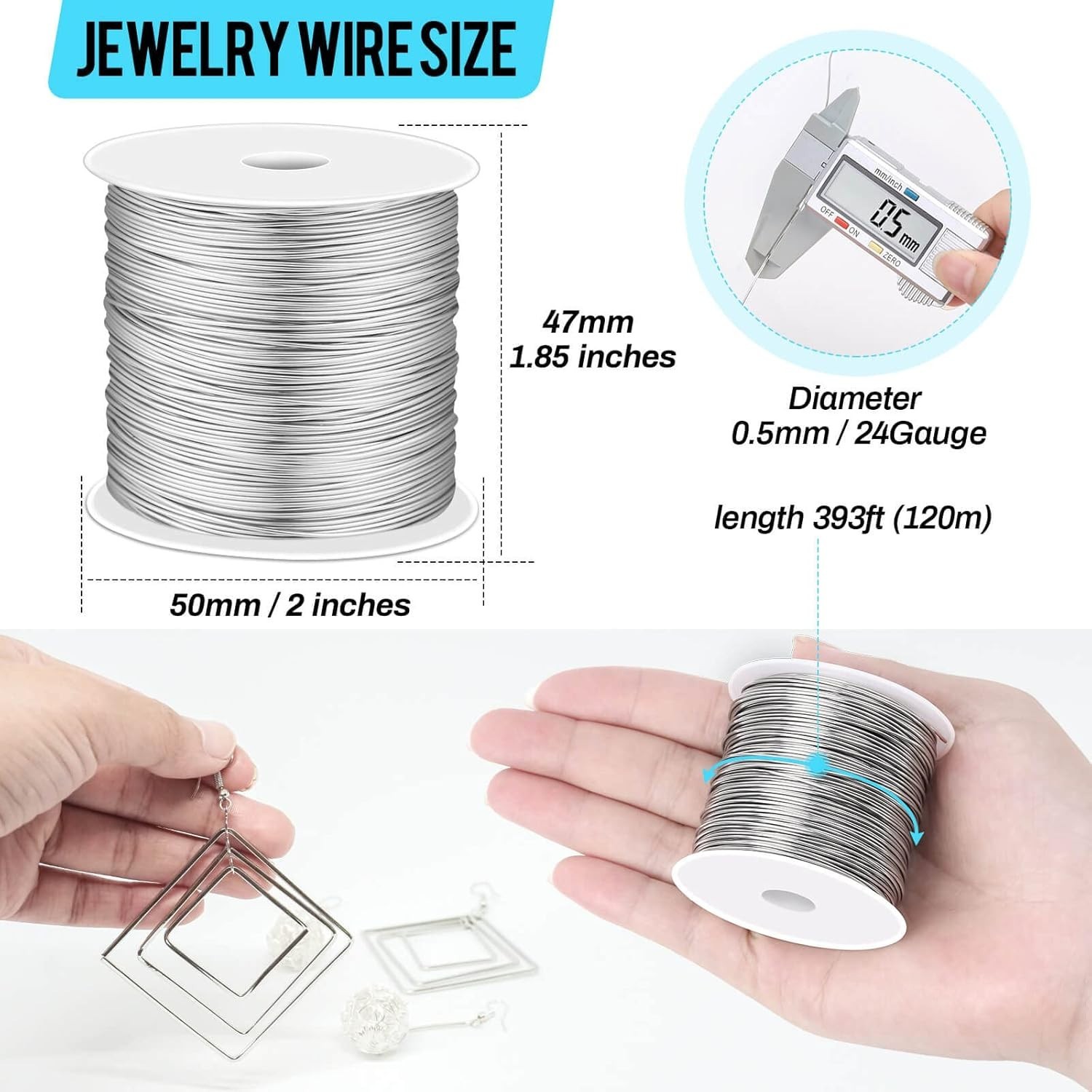 24 Gauge Stainless Steel Wire for Jewelry Making, Baling Wire for Wrapping, C…