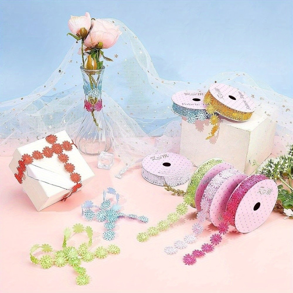 1set 7rolls 17mm Wide 7 colors Sparkle Glitter Powder Polyester Ribbons
