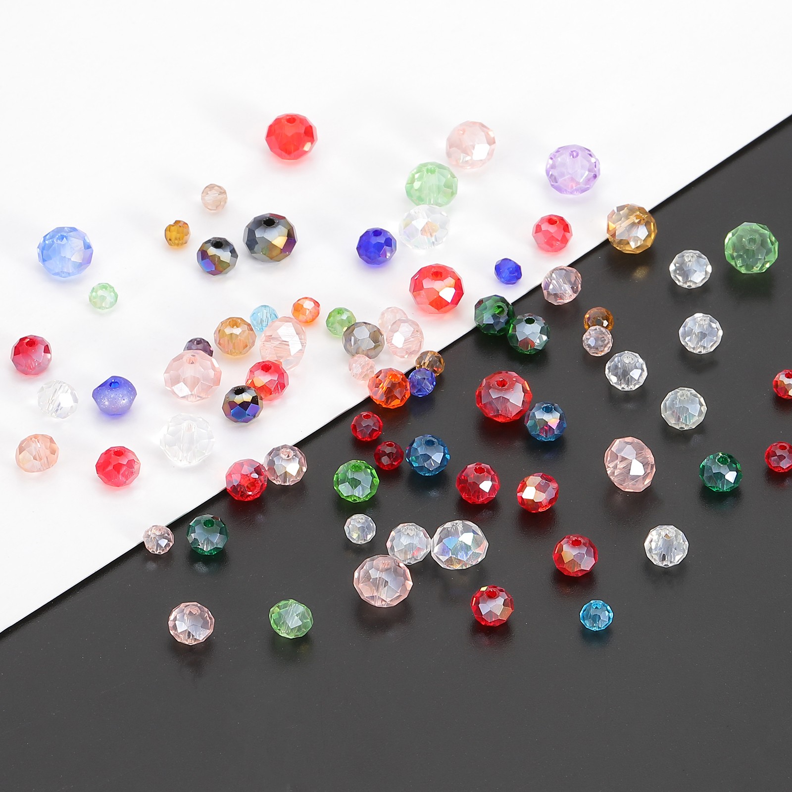 Rondelle Crystal Beads, 1000Pcs 4-8mm Faceted Beads, Mixed Color Plating AB
