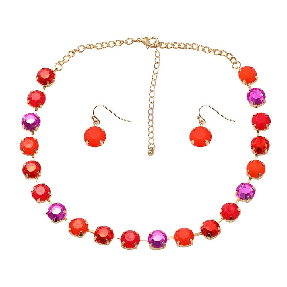 Fashion Prom Shinny Full Rhinestones Choker Necklace Earrings Set Dainty Se – 02