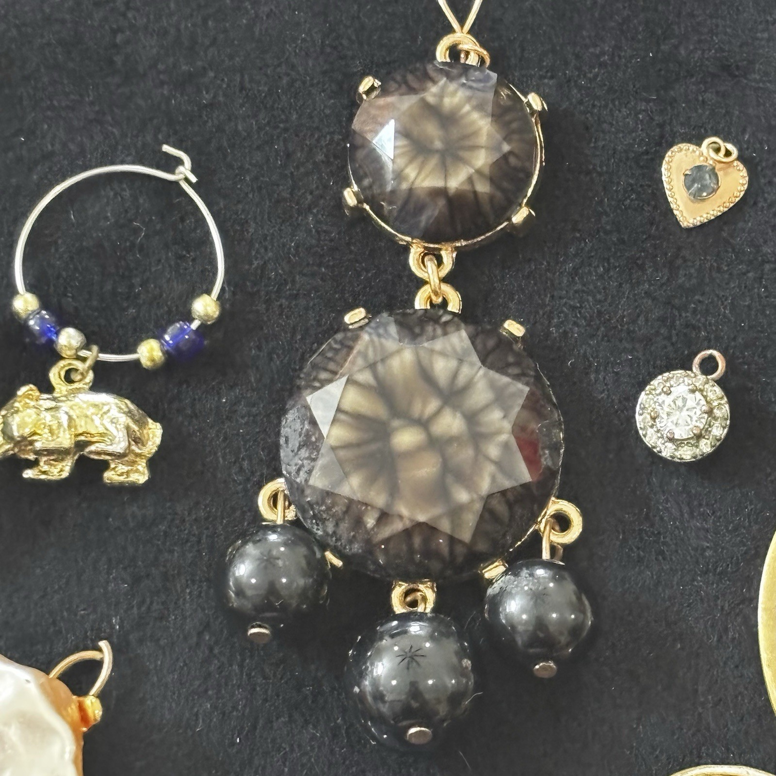 20pc Mixed Pendant Lot Gold Tone Statement Charms Pearl Glass Stone Boho Modern