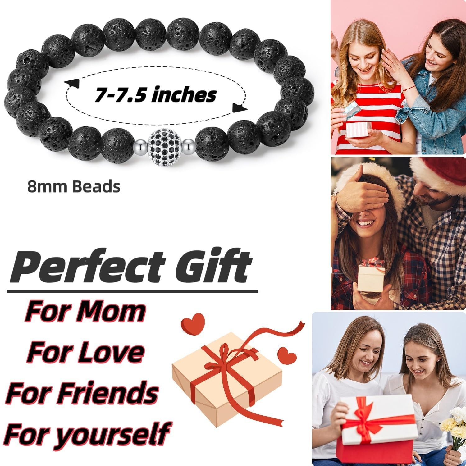 Handmade Original Healing Crystal 8MM Gemstone Stretch Bracelet for Women w – 02
