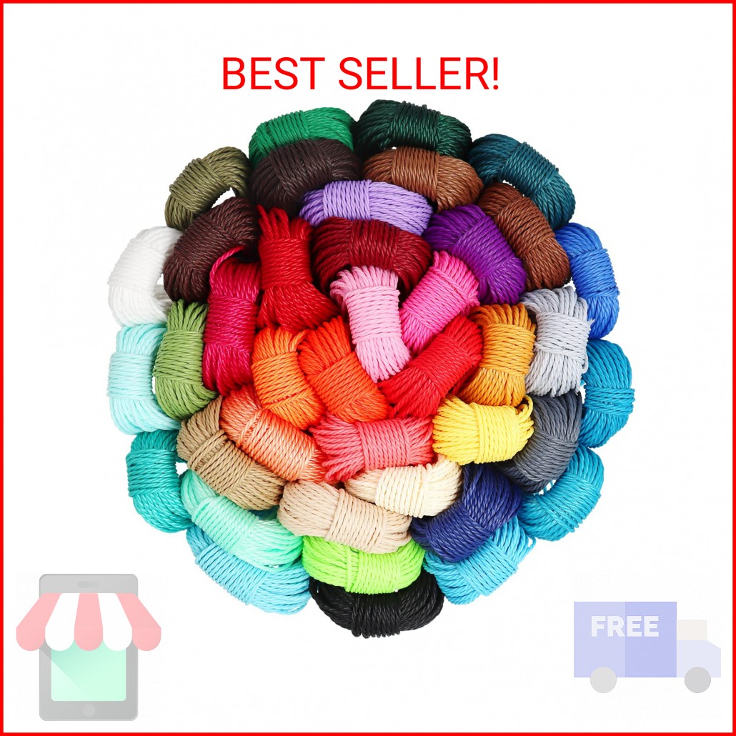 WillingTee 40 Colors 1mm Waxed Polyester Cord 437 Yard Waxed Bracelet Cord Wax S