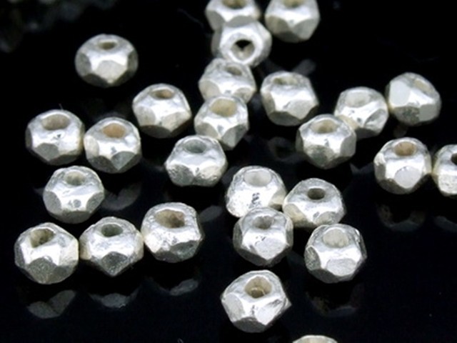 Silver beads Karen hill tribe handmade silver small polyhedron facet bead